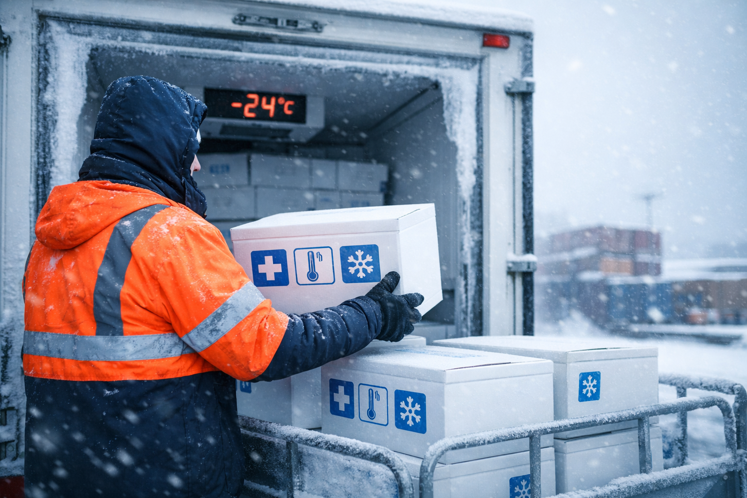 Завантаження та вивантаження фармацевтичних вантажів з температурним режимом у холодну пору року